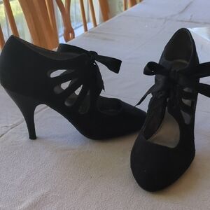 Elle Black Cutout Heels